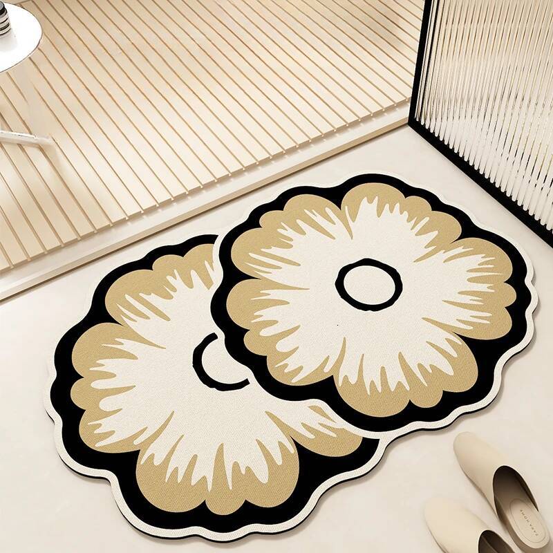 Bath Mat New Luxury Floral Diatomaceous Earth Absorbent Stain Resistant Quick Drying Bathroom Floor Mat