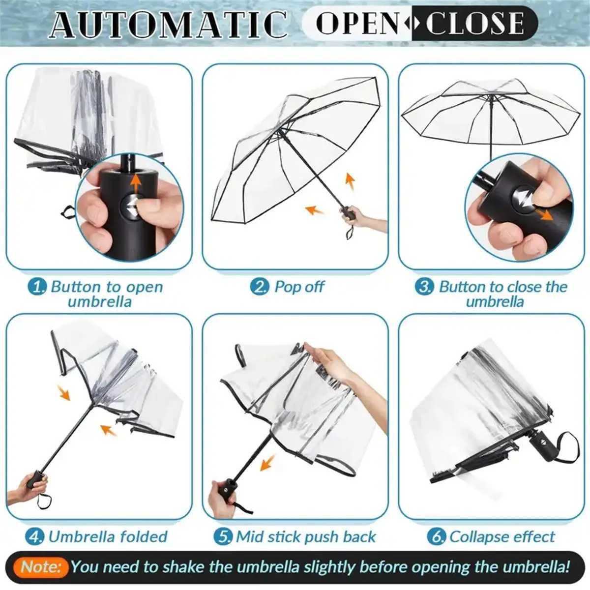Automatic Clear Bubble Umbrella Korean Style Transparent Travel Dome Umbrella for Women Girls - Rainy Windy Weather Protection H260318 - view 6
