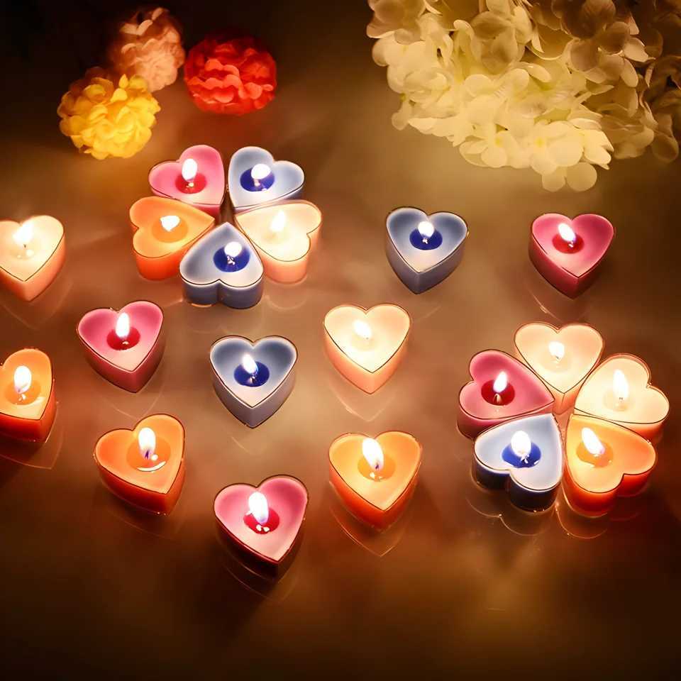 9Pcs Scented Aromatic Candle Smokeless Light Tea Wax Candles Gift Heart-Shape Wedding Festival Party Home Decoration Supplies D260318