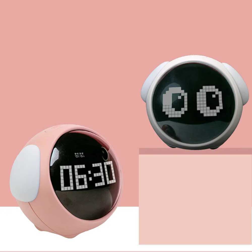 Night Light Cute Expression Alarm Clock Child Alarm Clock Voice Controlled Light Multifunctional For Home Thermometer D260318