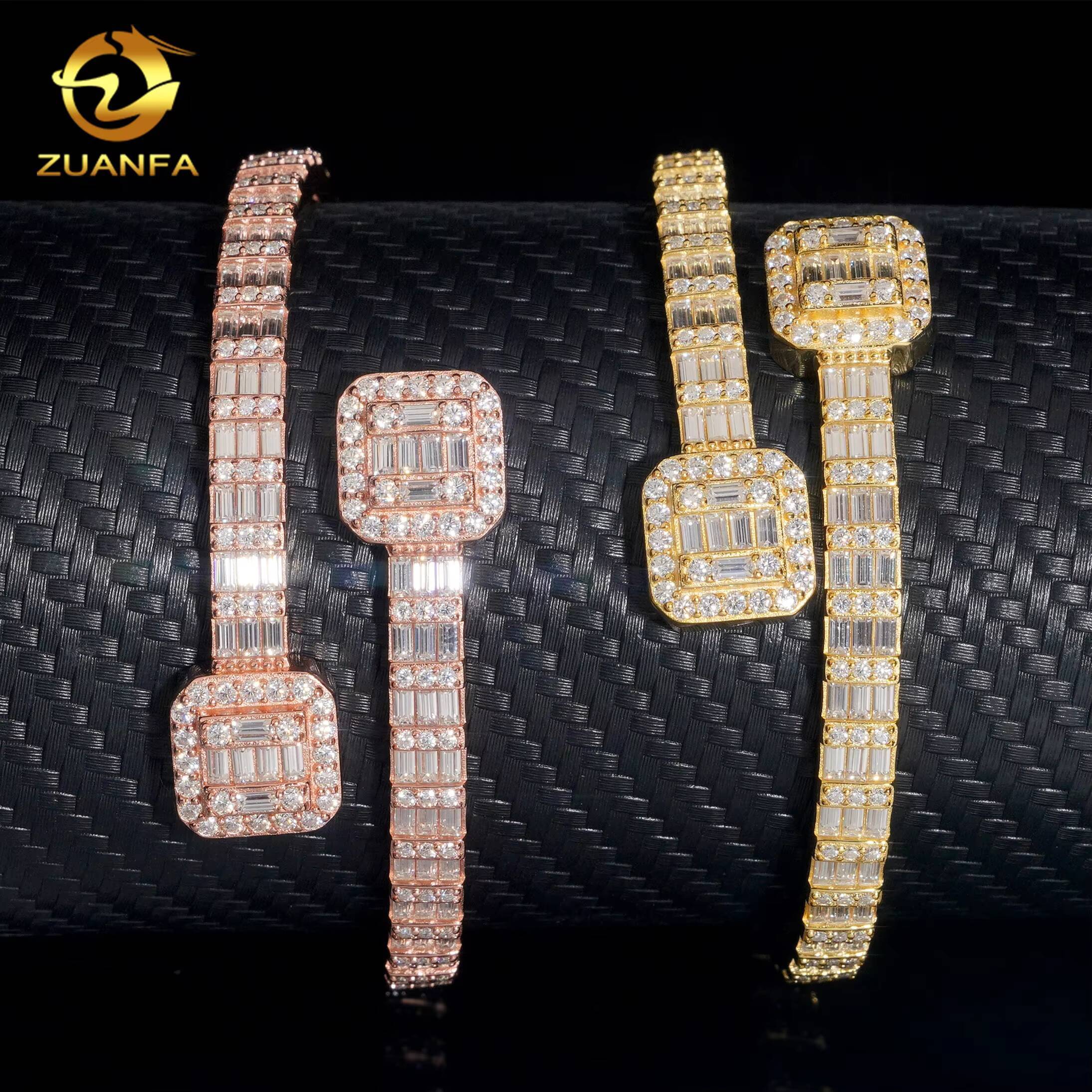 VVS Moissanite Diamond Fashion Men Jewelry 925 Silver Iced Out Hip Hop Jewelry Bracelet Bangle Men