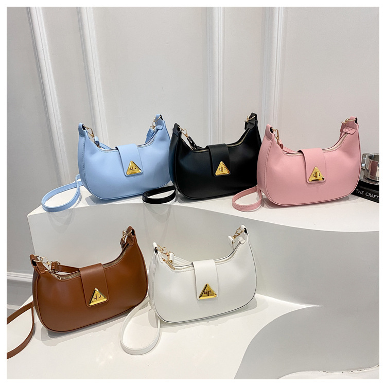 2026 simple casual popular single shoulder French retro design lid style single shoulder crossbody armpit small square bag free shipping