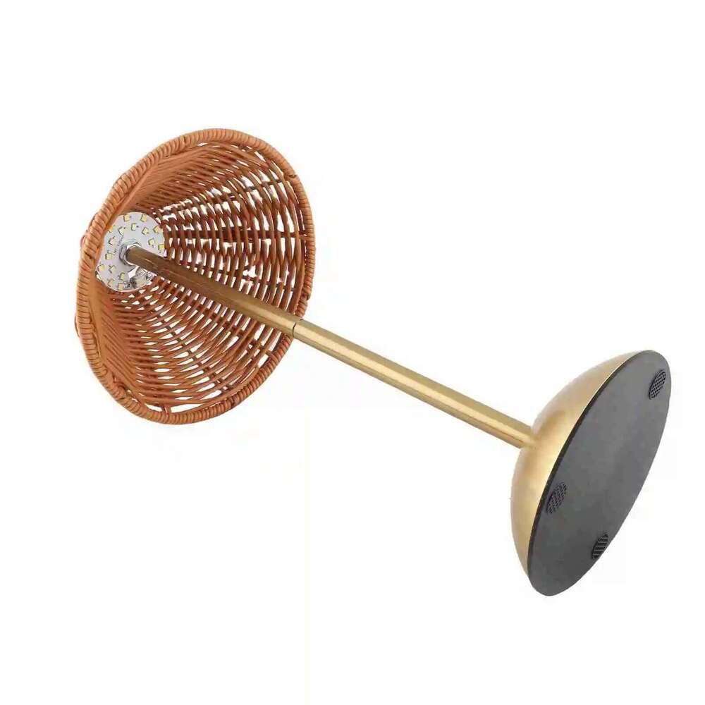 Cordless Boho Table 2W PC Rattan Weaving Rechargeable Desk Lamp Energy Saving Eye Care 600mAh for Home Restaurant 26H0318