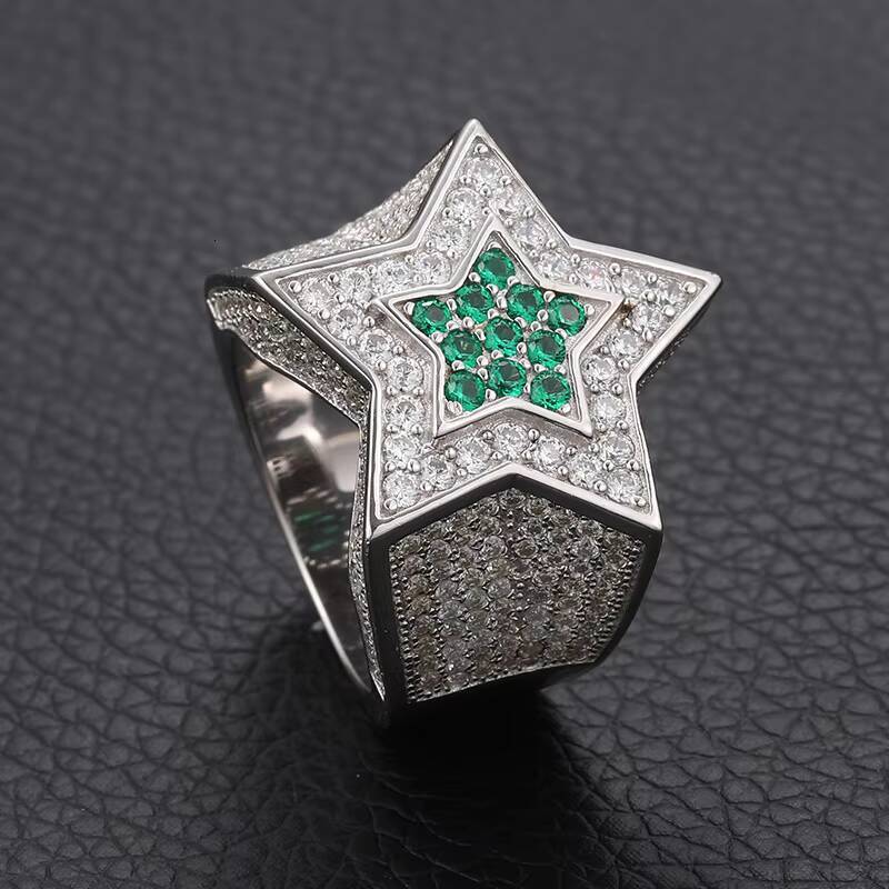 Wholesale S925 Sterling Silver VVS D Color Moissanite Wedding Ring for Men Mens Hip Hop Fashion Jewelry Iced Style