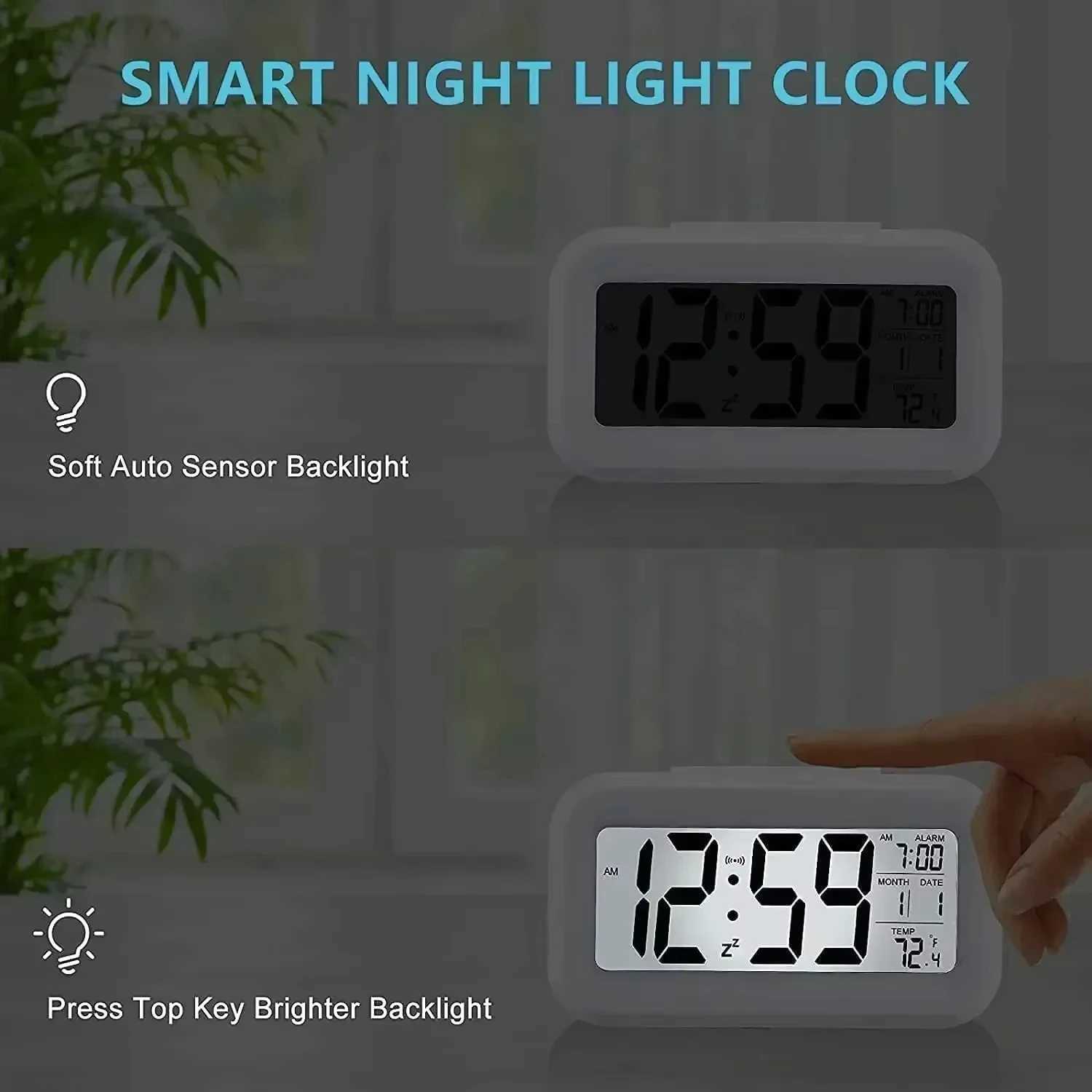 LED Digital Alarm Clock Backlight Snooze Data Time Calendar Desktop Multifunction Electronic Backlight Table Clock D260318