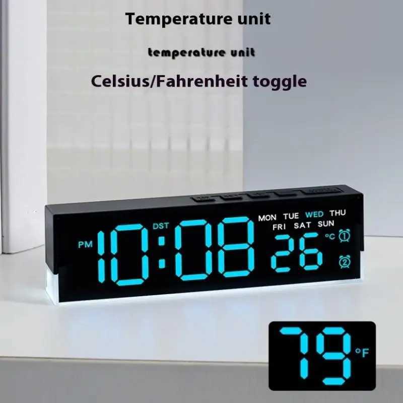 USB Powered Digital Alarm Clock White Mood Light TEMP Week 2 Alarm DST Table Clock 3 Levels Brightness 12/24H LED Clock D260318