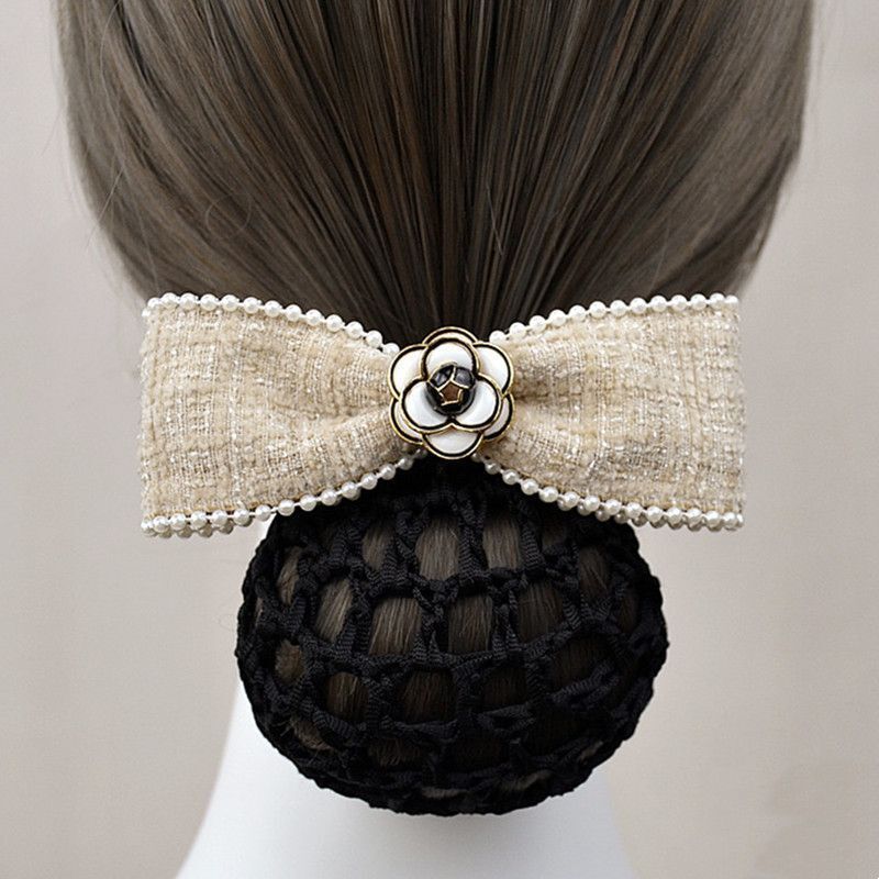 Women's Hair Accessories Net Bow Hairband Updo Hair Clip Flight Attendant Bank Nurse High-end Flower Designer Hair Clip Headpiece