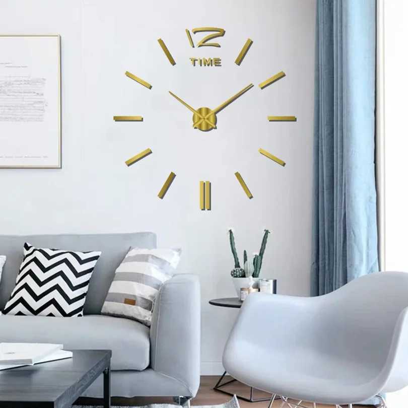 Modern Design Large Wall Clock 3D DIY Quartz Clocks Fashion Watches Acrylic Mirror Stickers Living Room Home Decor Horloge D260318
