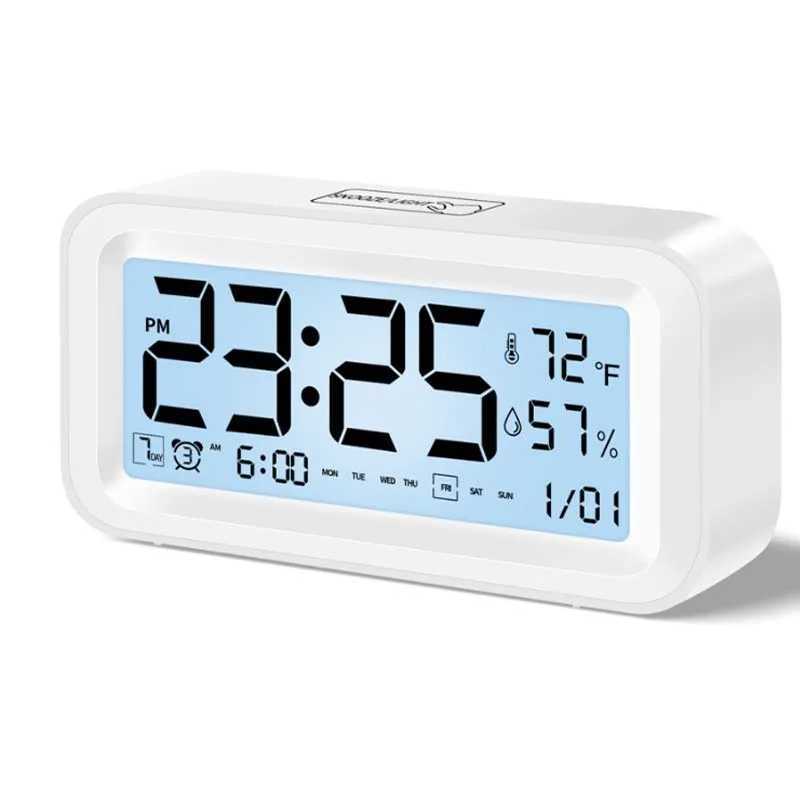 Multi-function Digital Clock LED Brightness Adjustable Temperature and Humidity Display Dual Mode Alarm Clock D260318