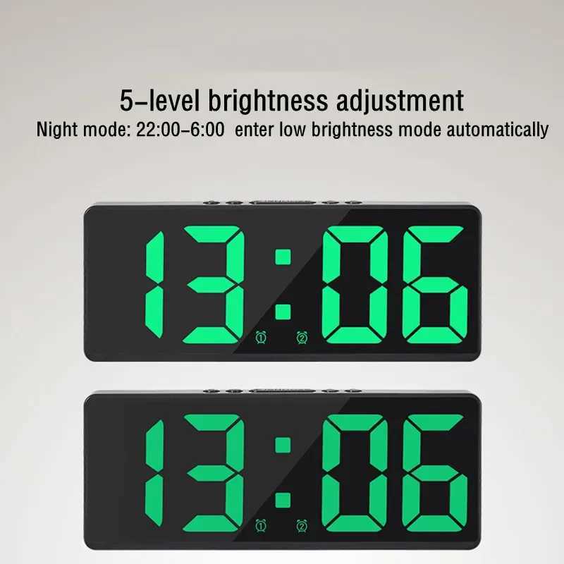 Acrylic/Mirror Digital Alarm Clock Voice Control Snooze Night Mode Table Clock 12/24H Anti-disturb Funtion Electronic LED Clock D260318