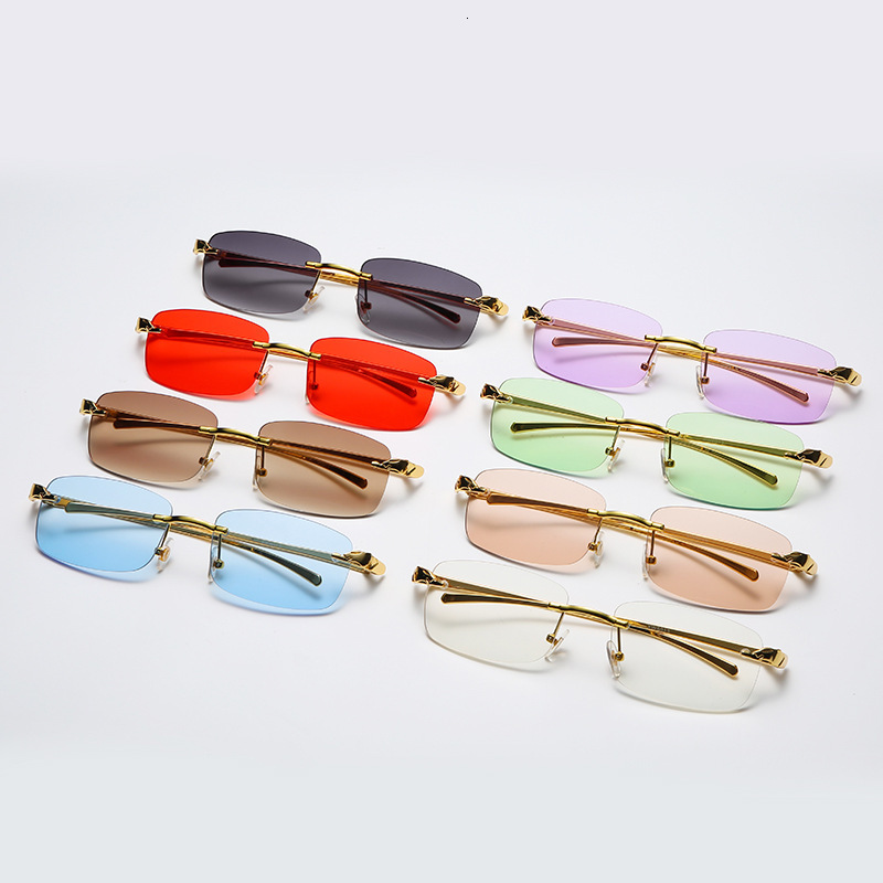 Luxury Brand Designer Sunglasses 2070 New Leopard Head Frameless Sunglasses European And American Fashion Cut Edge Glasses Personality Street Style Tr