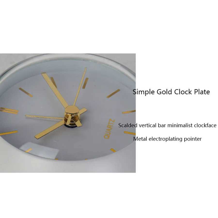Nordic Creative Desk Clock Minimalist Decoration Alarm Clock New Desktop Bedside Silent Luminous Analog Clock No Battery D260318