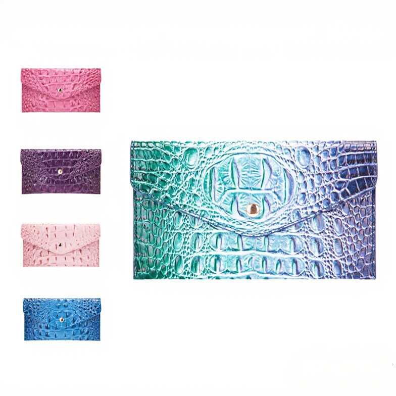 Fashion European and American Retro New Multicolor Women's Wallet Clutch Crocodile Pattern Brahmin Wallet Cross-border Amazon 0dd