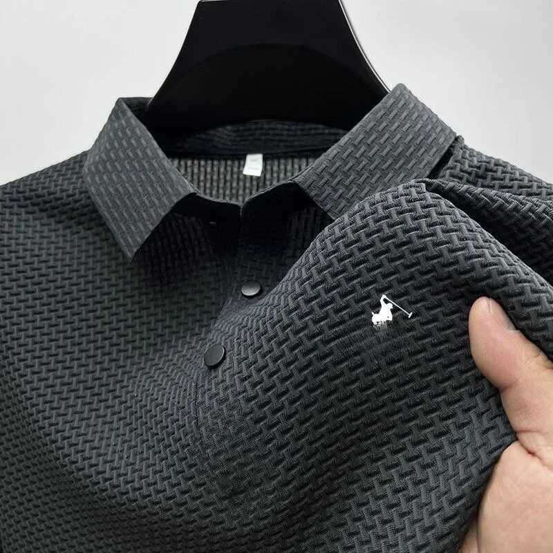 2025 new summer high quality casual mens ice silk classic ralf laure short sleeve POLO shirt fashion outdoor comfortable breathable top T-shirt 097