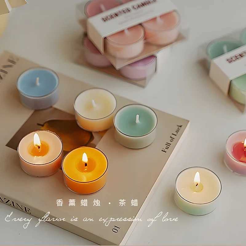 4pcs/set Scented Candles Natural Beeswax Soybean Wax Tea Lights Wedding Home Bar Hotel Decoration Fragrance Aromatherapy Candle D260318