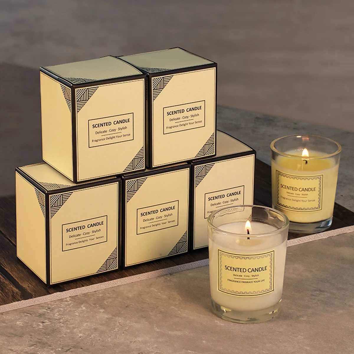 Simple and fashionable gift box candles Fragrant atmosphere accompanied by hand gifts Smokeless aromatherapy candles D260318