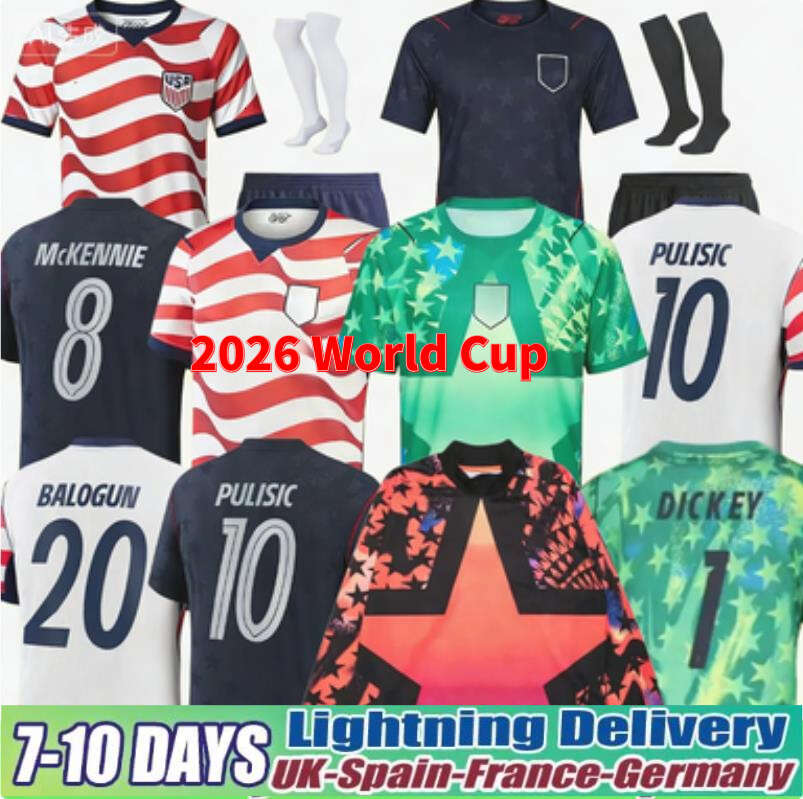 Usa Soccerjersey 2026 World Cup PULISIC BALOGUN Football Jersey AARONSON WRIGHT ARFSTEN DEST 26 27 America Football Shirt United States Camisetas USA USMNT Kids Kit