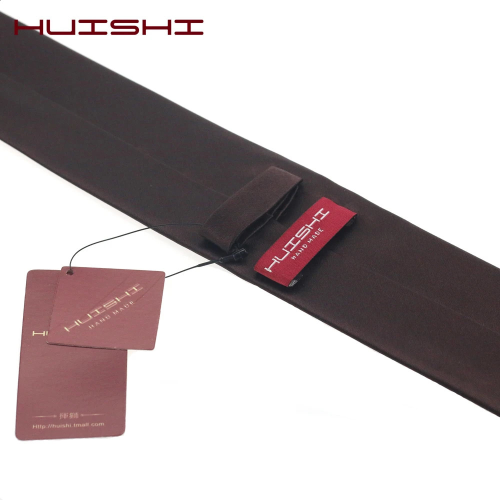 HUISHI Fashion Checked Stripe Plaid 8cm 6cm Brown Tie For Men Suit Business Wedding Party Neckties Gift 260316