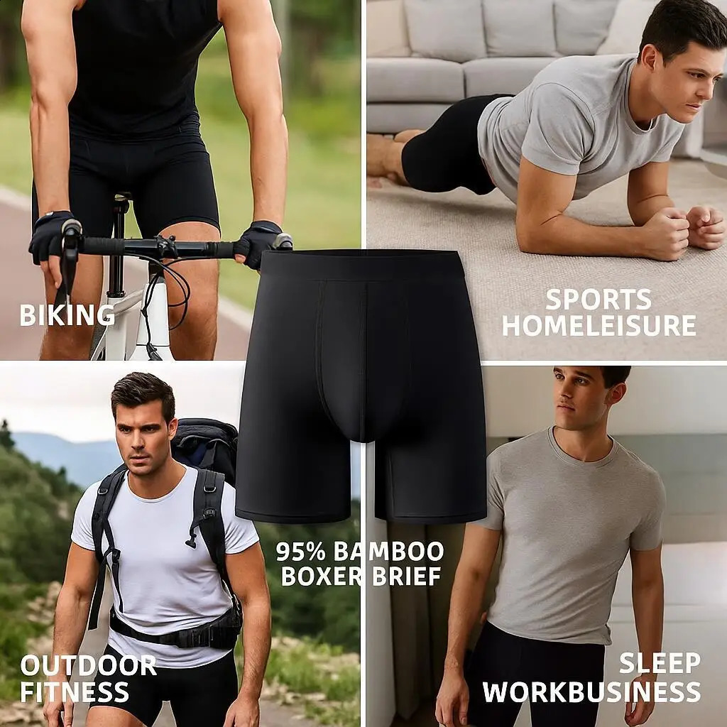 95 Bamboo Fiber 5 Spandex Multipack Mens X-length Long Leg Boxer Classic n Comfortflex Waistband Underwear Man Sports XL 260317