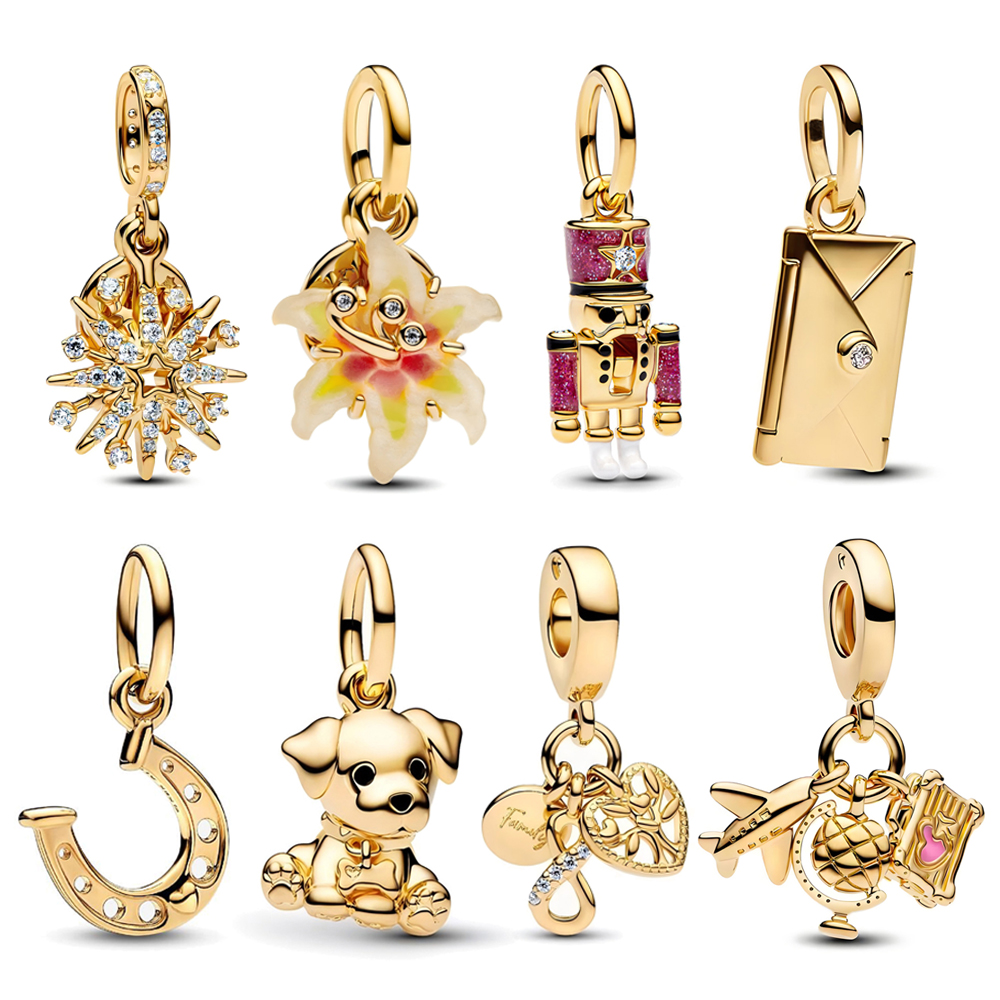 FewDook New Moveable Nutcracker Firework Puppy Envelope Charm Fit Original Pan Bracelets Necklaces Fashion for Women Jewelry Gifts Accessories
