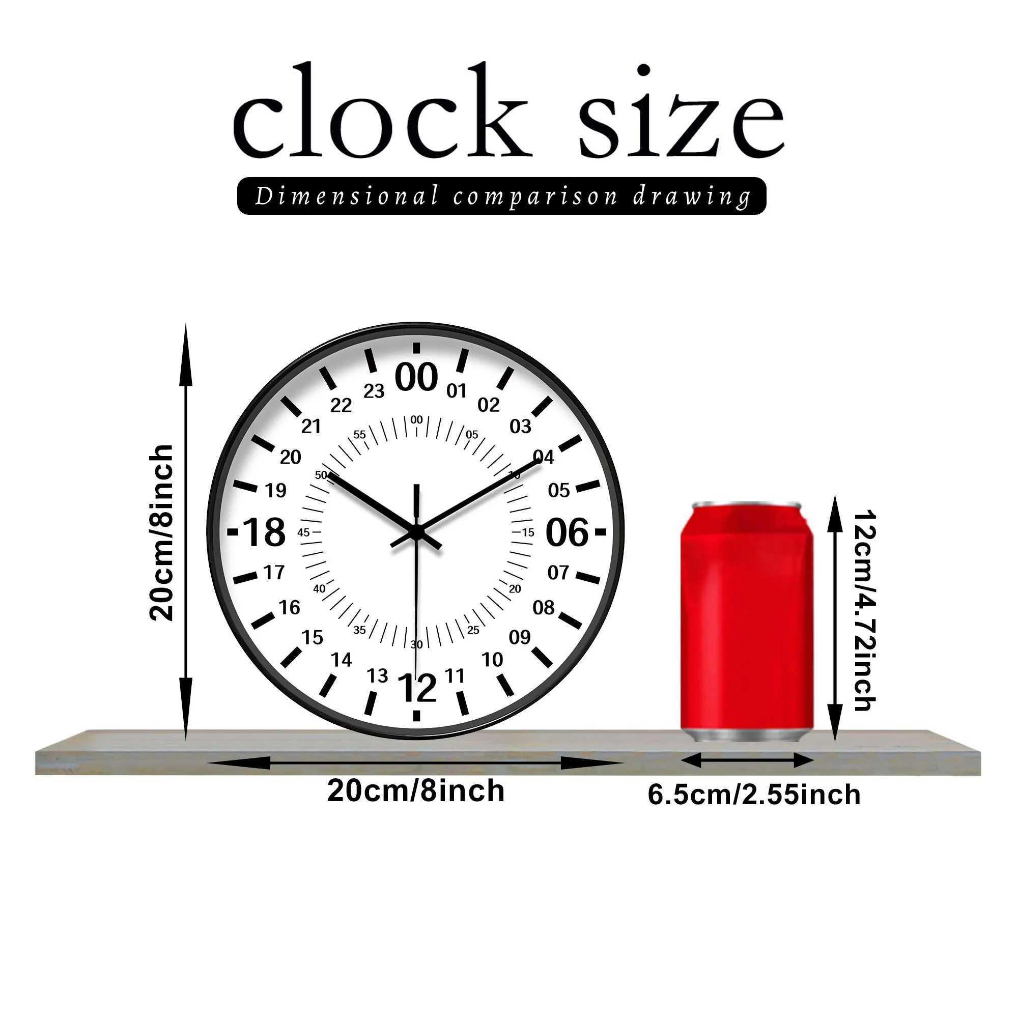 Round 24 - Hour Special Timing Wall Clock Precise Minute Mark Decor Batteries Not Included 10-16 Inches D260318