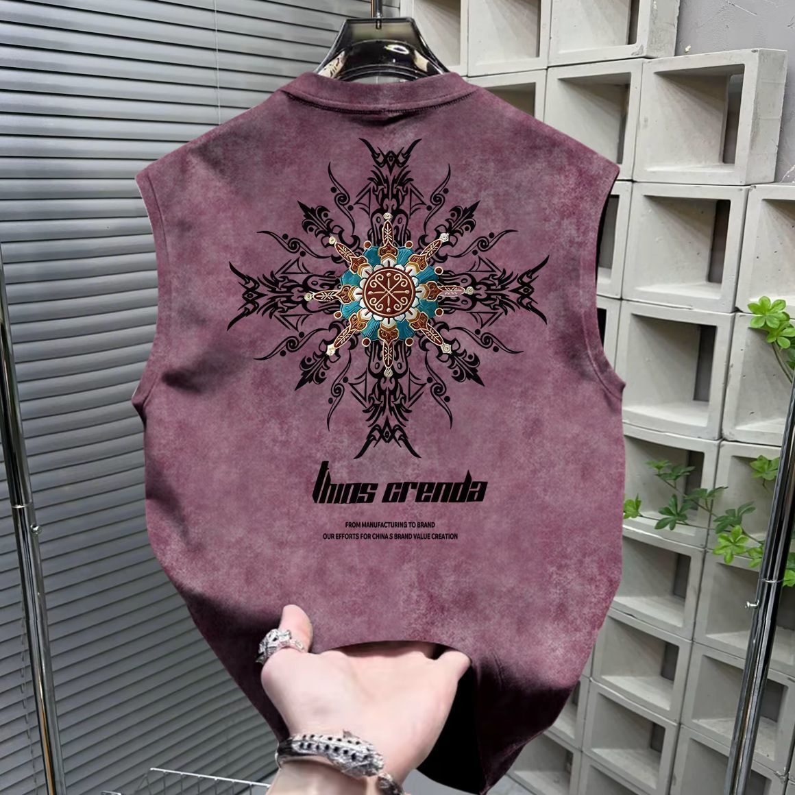 Luxury Brand Designer American trendy brand 2026 fashion vest men sleeveless t-shirt summer tie-dye printed loose top