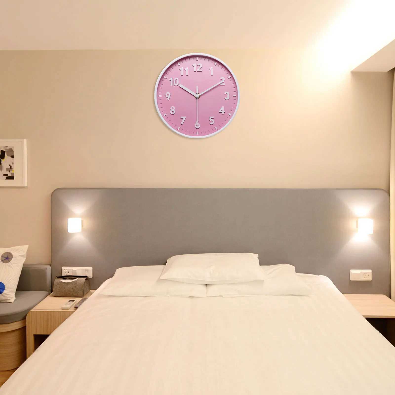 8 Inch Wall Clock 3D Number Quartz Battery Operated Silent Non-Ticking Round Wall Clocks for Office Bedroom Decorative Pink D260318