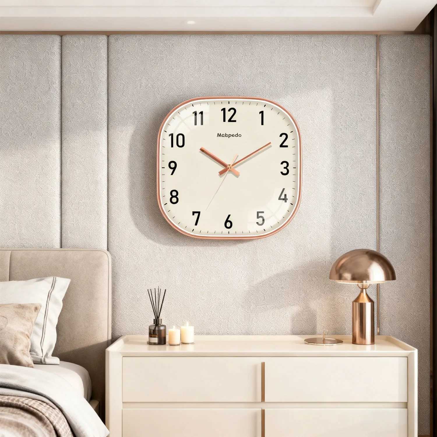 Square Quartz Wall Clock Elegant Beige Dial Clear Black Digital Modern Home Office Decoration Simple Style Precise Timing Clock D260318