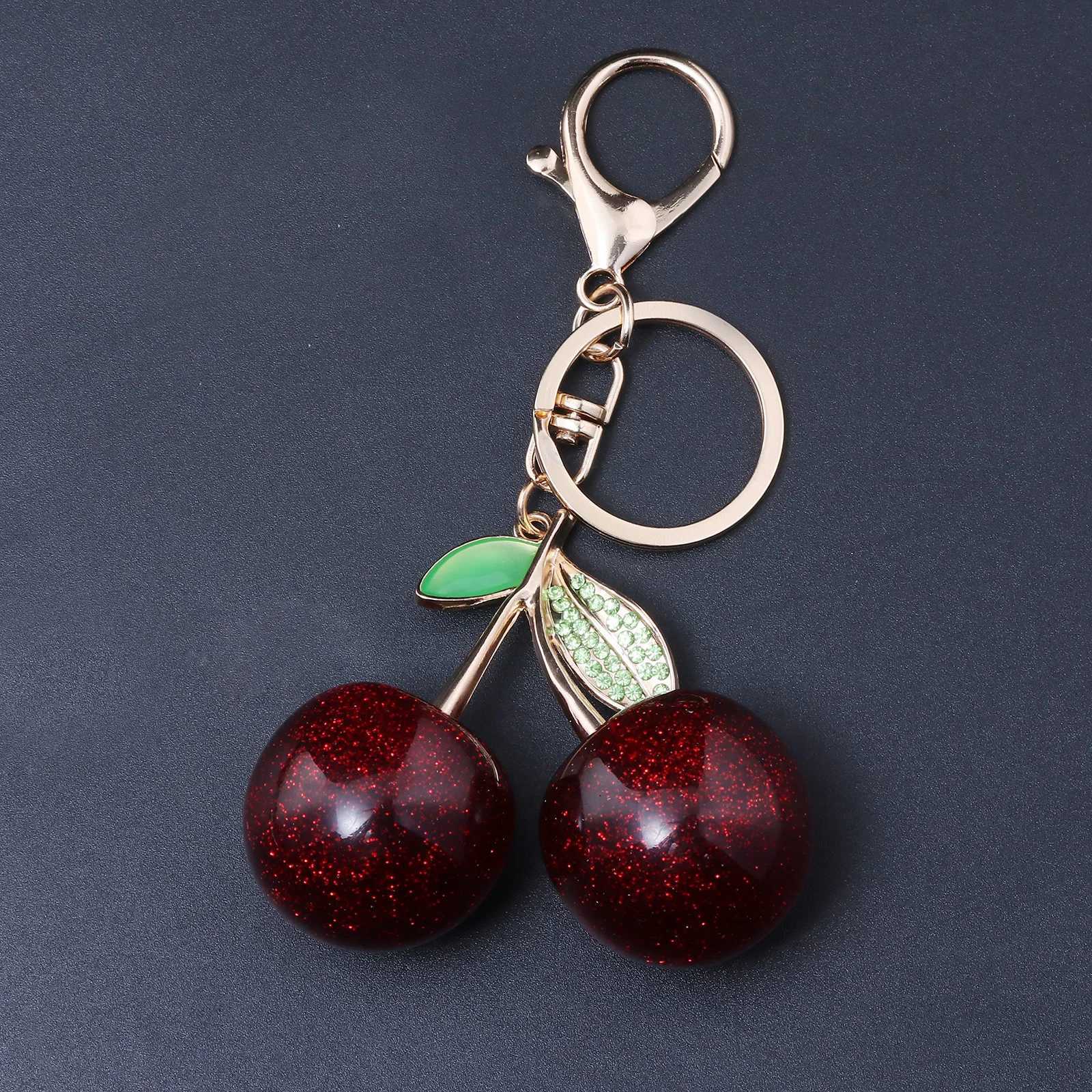 New Delicious Red Cherry Bag Charms Keychain Summer Fruits Cherries Pendant Keyring For Women Men Bag Accessories Jewelry Gift H260318 - view 6