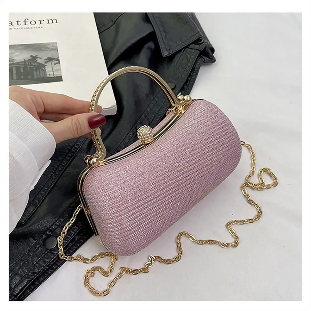 Wedding Bridal Beaded Women Evening Bag Dinner Bag Chain Shoulder Handbags Elegant Rhinestones Clutch Egg Shape Evening Bag 260316