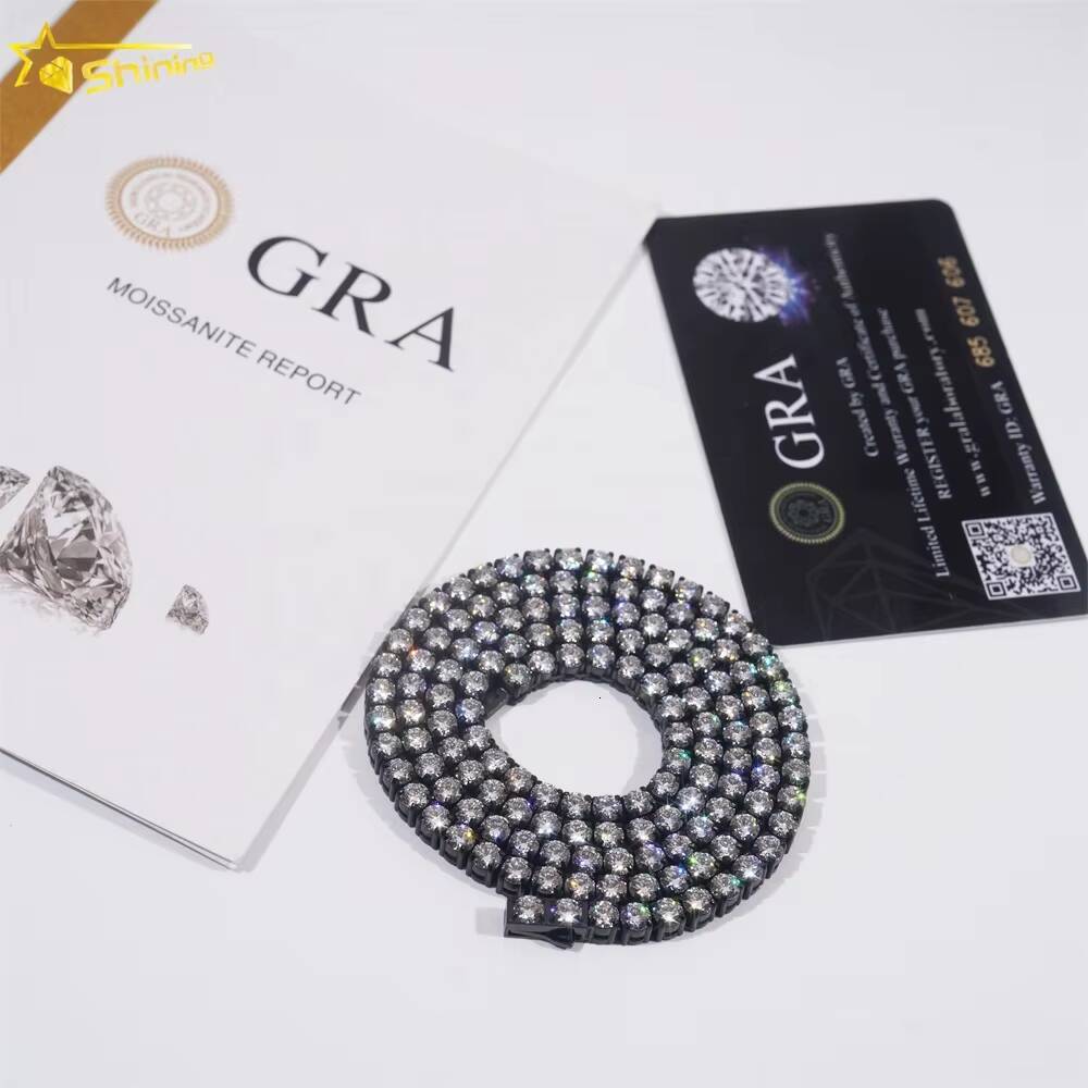 Whole Price Luxury Hip Hop Custom 316L Stainless Steel 5mm Black Moissanite Tennis Chain Bracelet Necklace