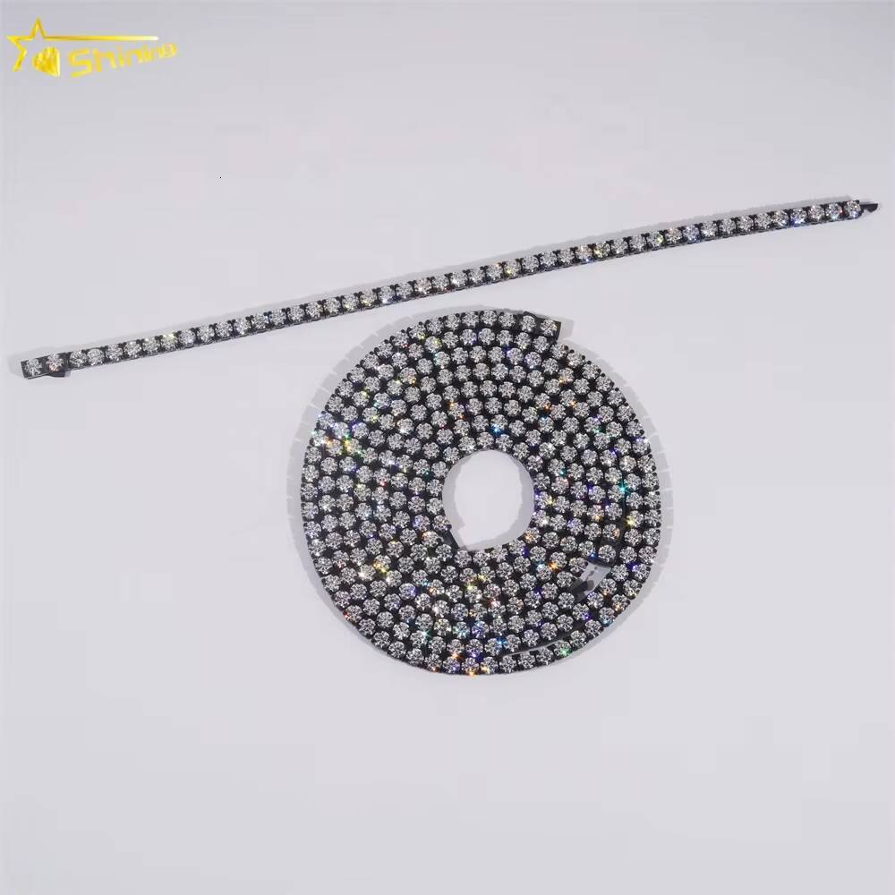 Whole Price Luxury Hip Hop Custom 316L Stainless Steel 5mm Black Moissanite Tennis Chain Bracelet Necklace