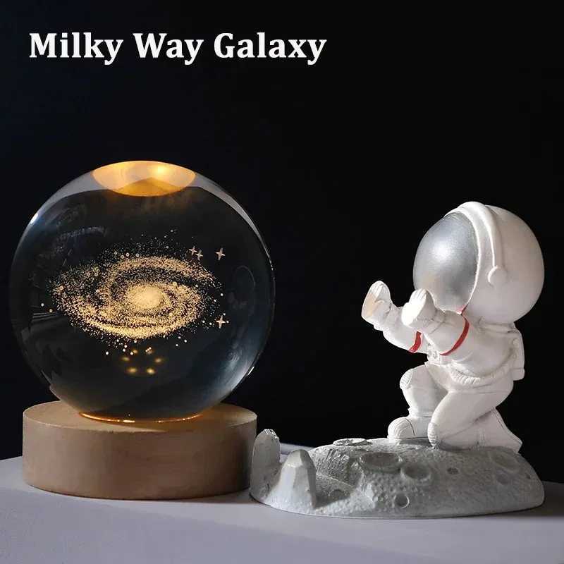 6cm 3D Crystal Ball Decoration 2026 Astronomy Solar System Planets Moon Astronaut LED Balls Home Snow Glass Globe Decorations H260318