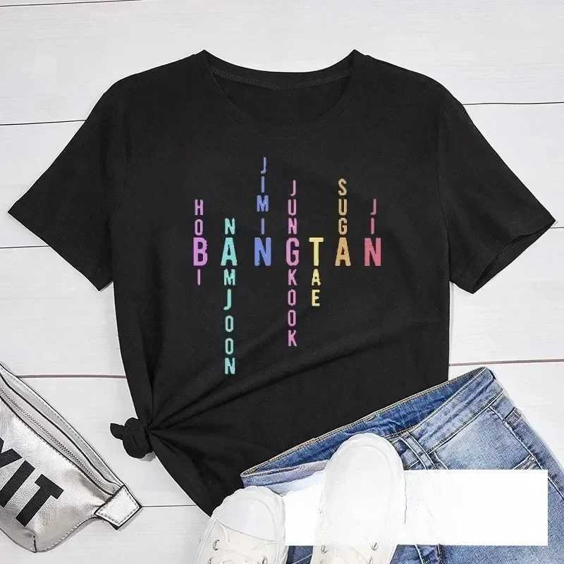 New letter printed T-shirt for womens casual fashion Korean version T-shirt for womens round neck Harajuku Y2K T-shirt topT260317