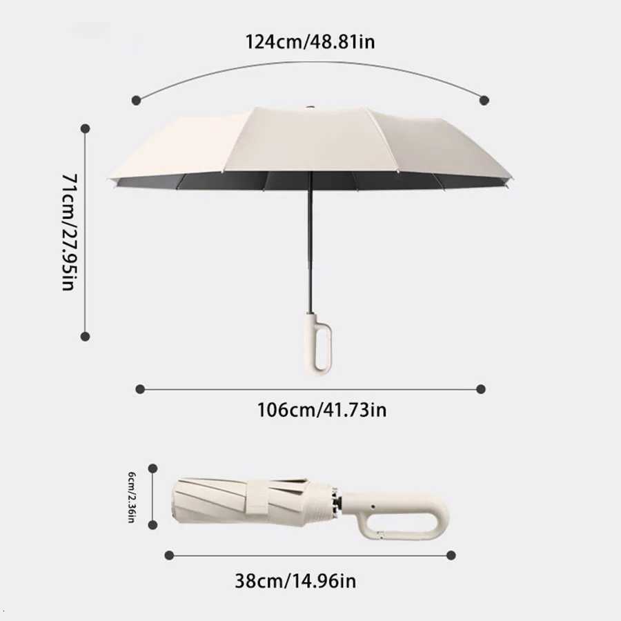 Extra large 10-bone ring buckle umbrella forward fully automatic portable wind-resistant dual-purpose folding rain black glue H260318 - view 3