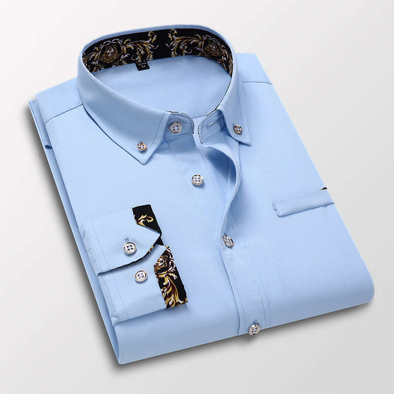Men 2026 Folding Long Sleeve Youth Style Slim Fit Men's Business Casual White Shirt Trendy