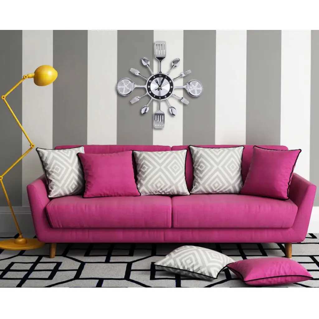 Kitchen Wall Clock Cutlery Kitchen Utensil with Forks Spoons Decor Wall Watch Creative Tableware Wall Clock for Home Living Room D260318