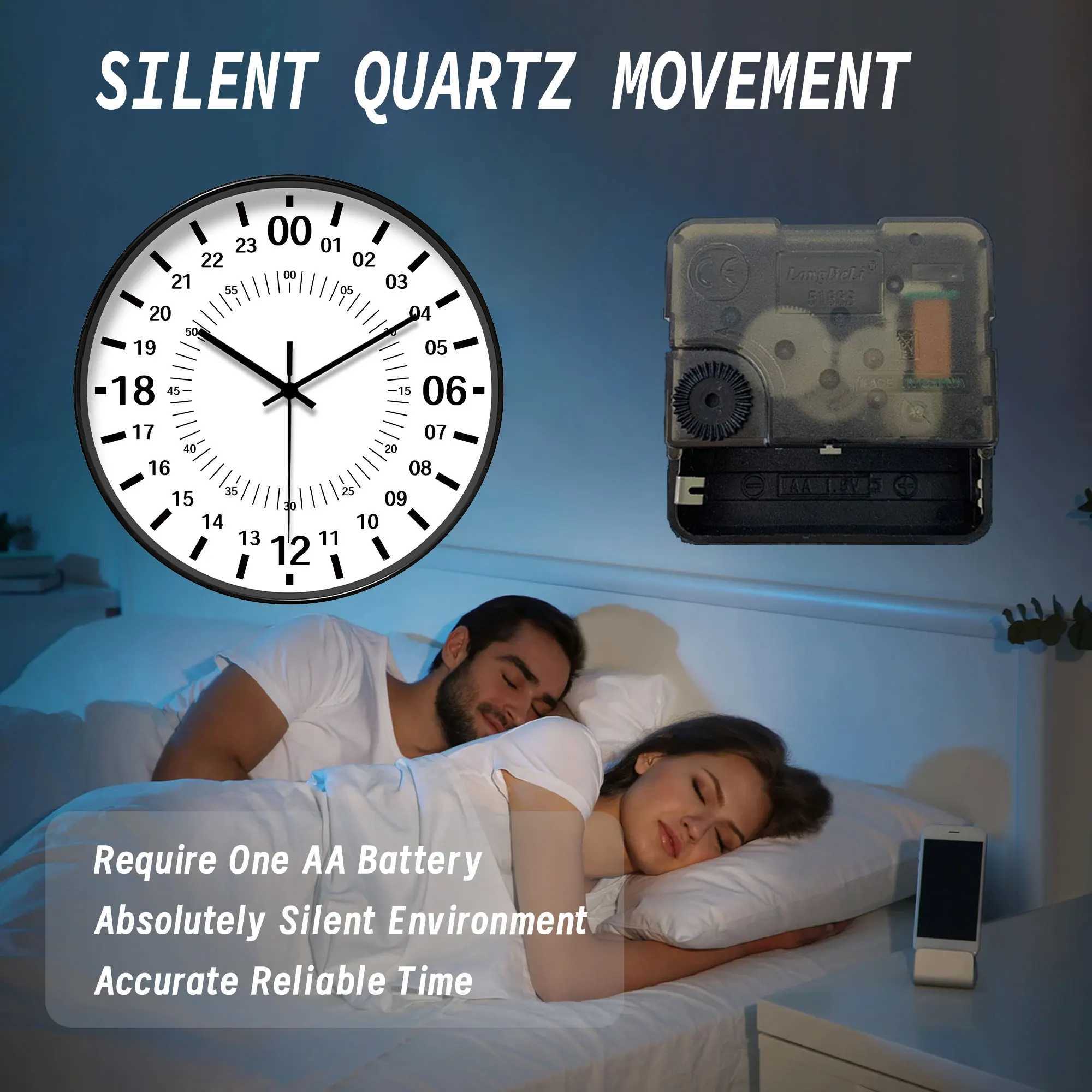 Round 24 - Hour Special Timing Wall Clock Precise Minute Mark Decor Batteries Not Included 10-16 Inches D260318