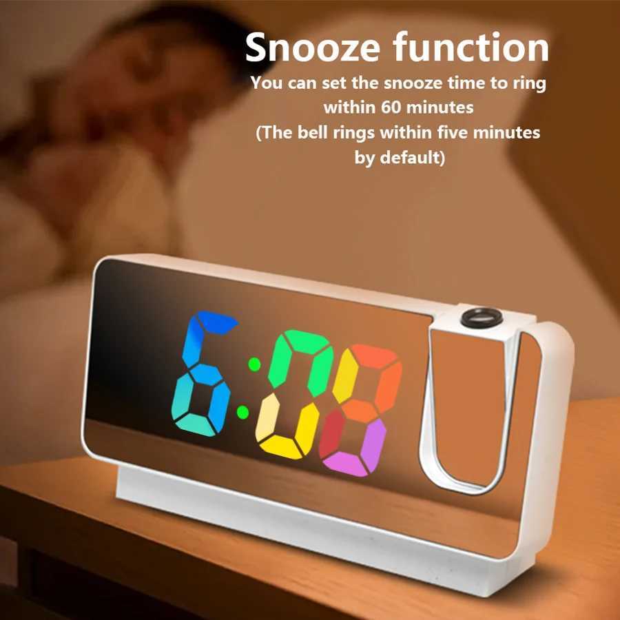 Projection Alarm Clocks for BedroomsLED Digital Clock with 180 Rotatable Projector on Ceiling WallSnooze Model12/24H2-Level D260318