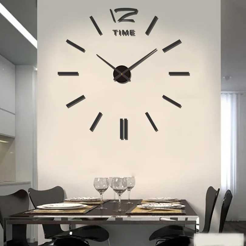 Modern Design Large Wall Clock 3D DIY Quartz Clocks Fashion Watches Acrylic Mirror Stickers Living Room Home Decor Horloge D260318