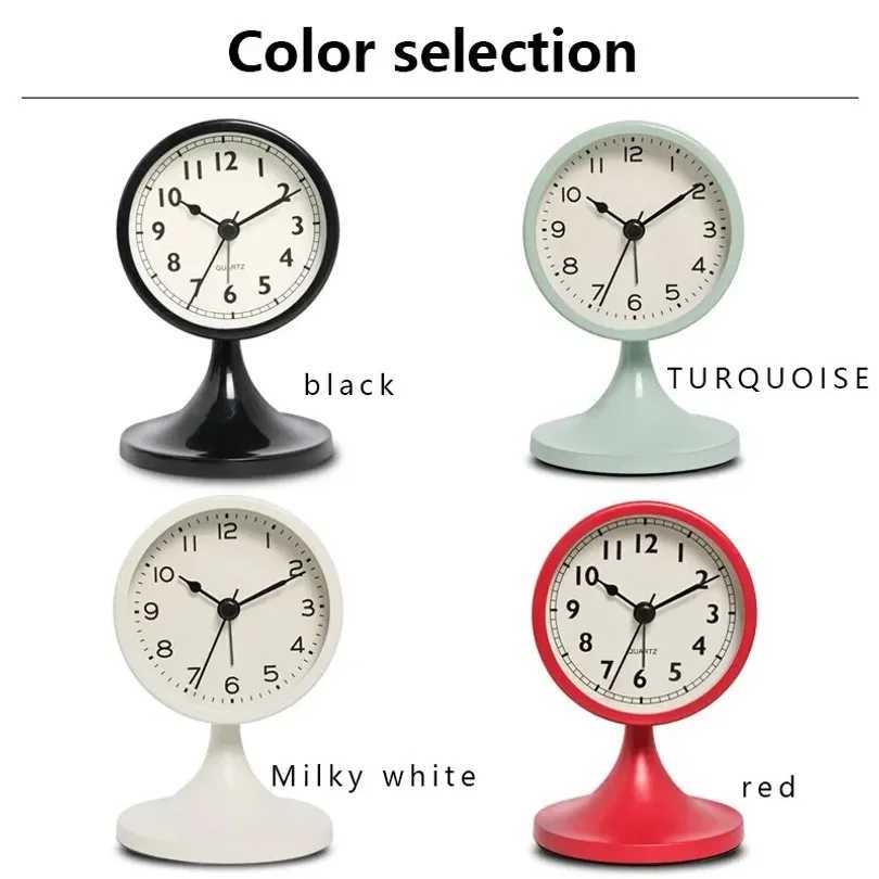Nordic Metal Round Alarm Clock Vintage Creative Silent Table Clock Student Bedside Nightlight Clock Room Decor Home Decor D260318