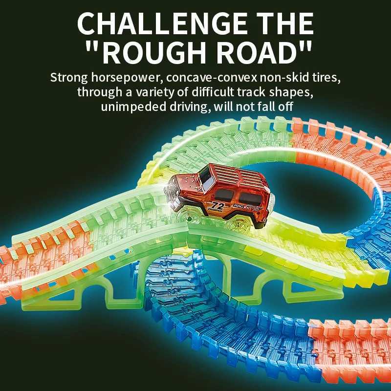 Childrens Free Assembly Graphics Diy Electric Light Car Night Light Track Tunnel Overpass Intersection Accessories Toys Y260316