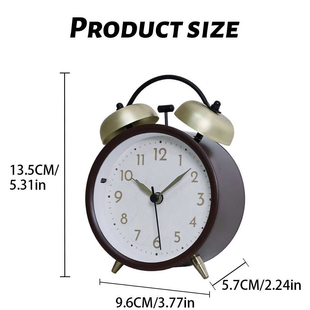 Retro Iron Small Silent Alarm Clock Fashion Desktop Clock with Creative Hands Quartz Nightlight Timer No Battery Included D260318