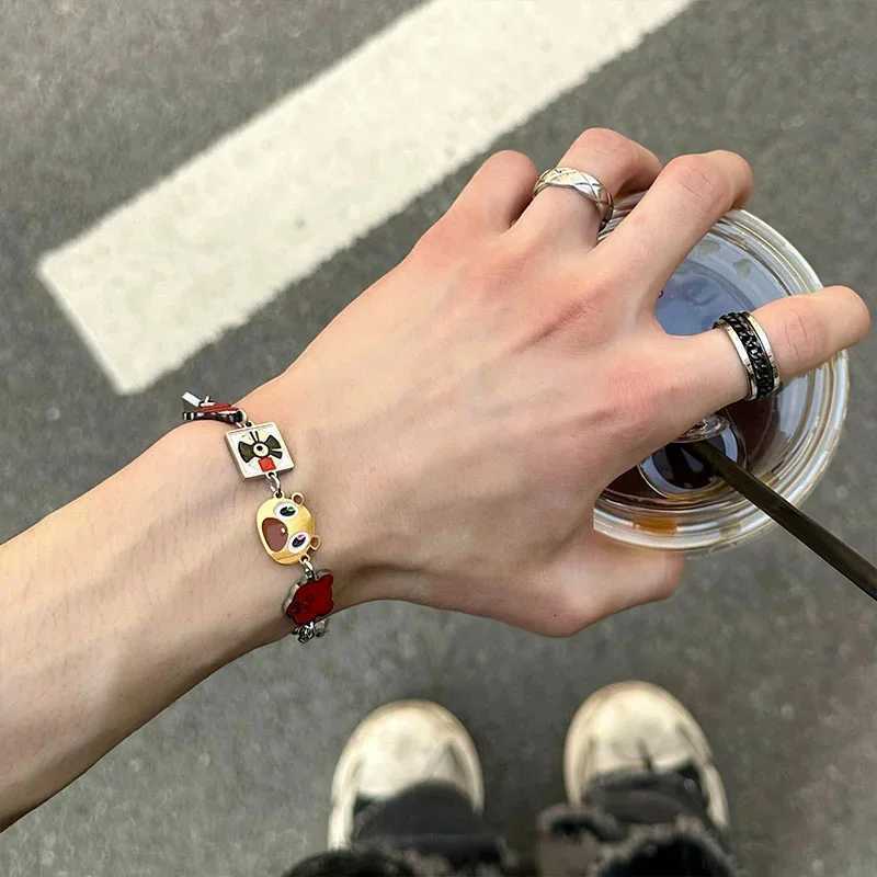 Art Album KAWaii Kanyeing Dropouted Bear Vintage Hip Hop Metal Cuff Bangles Jewelrys Men Women Fashion TrenDY Chains H260318 - view 4
