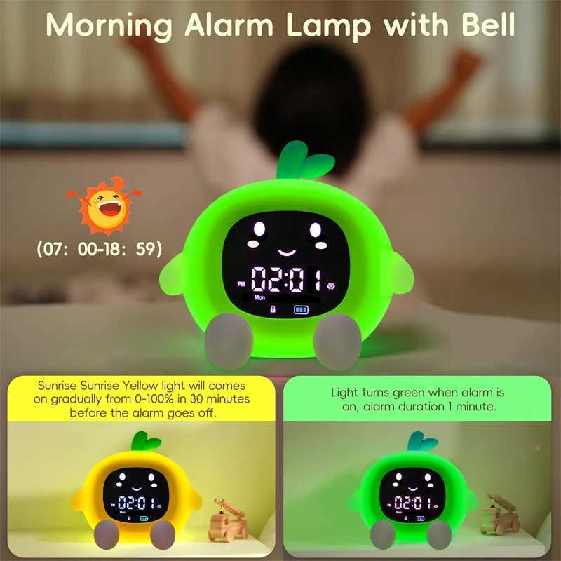 Alarm Clock for Kids 6-IN-1 Fruit-Shape Toddler Sleep Training Clock Cute Touch Night Light for Childrens Bedroom D260318