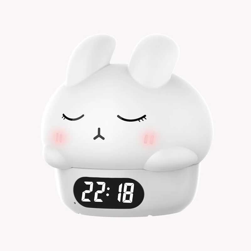 Alarm Clock with Night Light Cute Bunny Temperature Display Rechargeable Dimmable Night Lamp for Kids Desktop Decor D260318