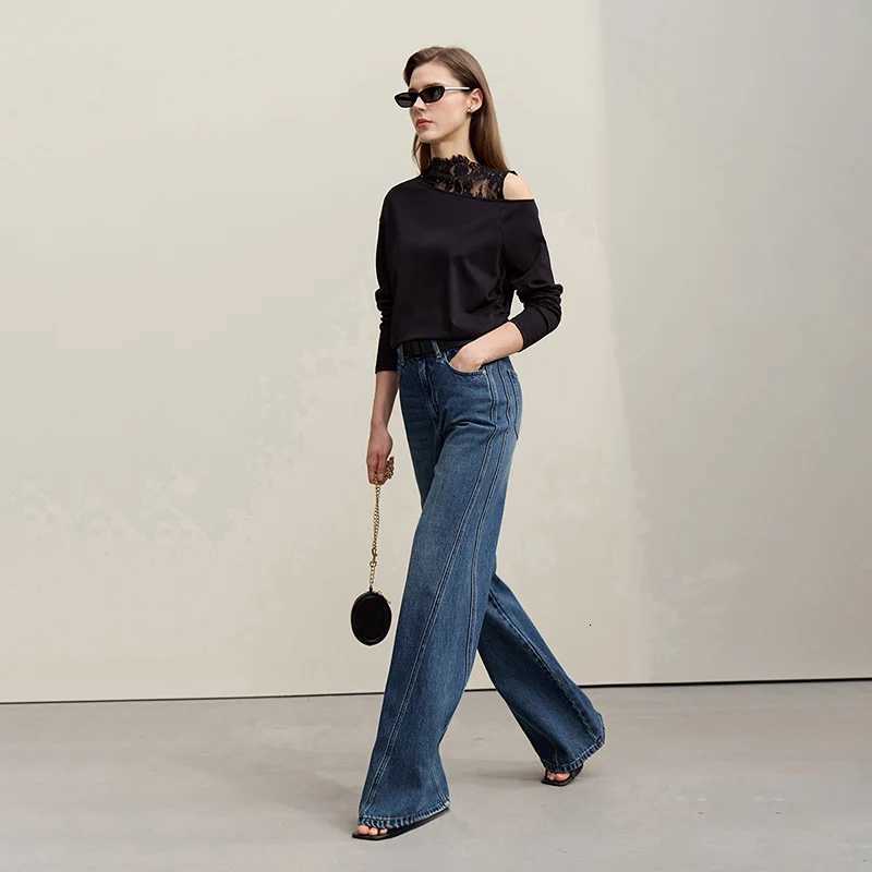 Amii Womens Jeans 2026 Spring New Casual Cotton Denim Flared Long Pants Retro Loose Commuter Versatile Woman Trousers 12651025T260317