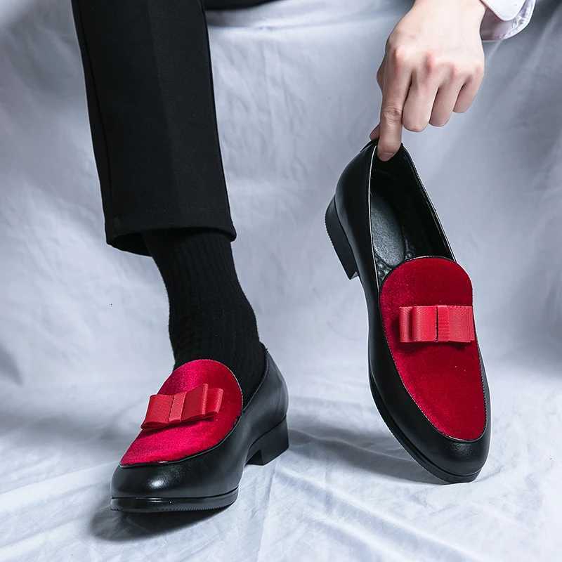 Fashion Wedding Shoes For Men Dress Casual Business Leather Shoes Male Classic Formal Bow Office Social Party Shoes Man LoafersZ260317