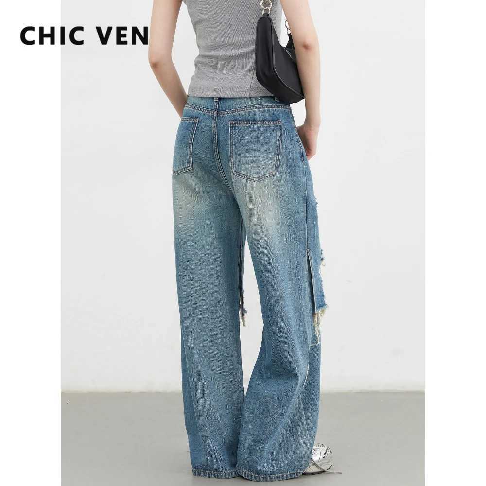 CHIC VEN Women Jeans Fashion Casual Loose High Waisted Wide Leg Denim Pants Streetwear Female Trousers Spring Autumn New 2025T260317