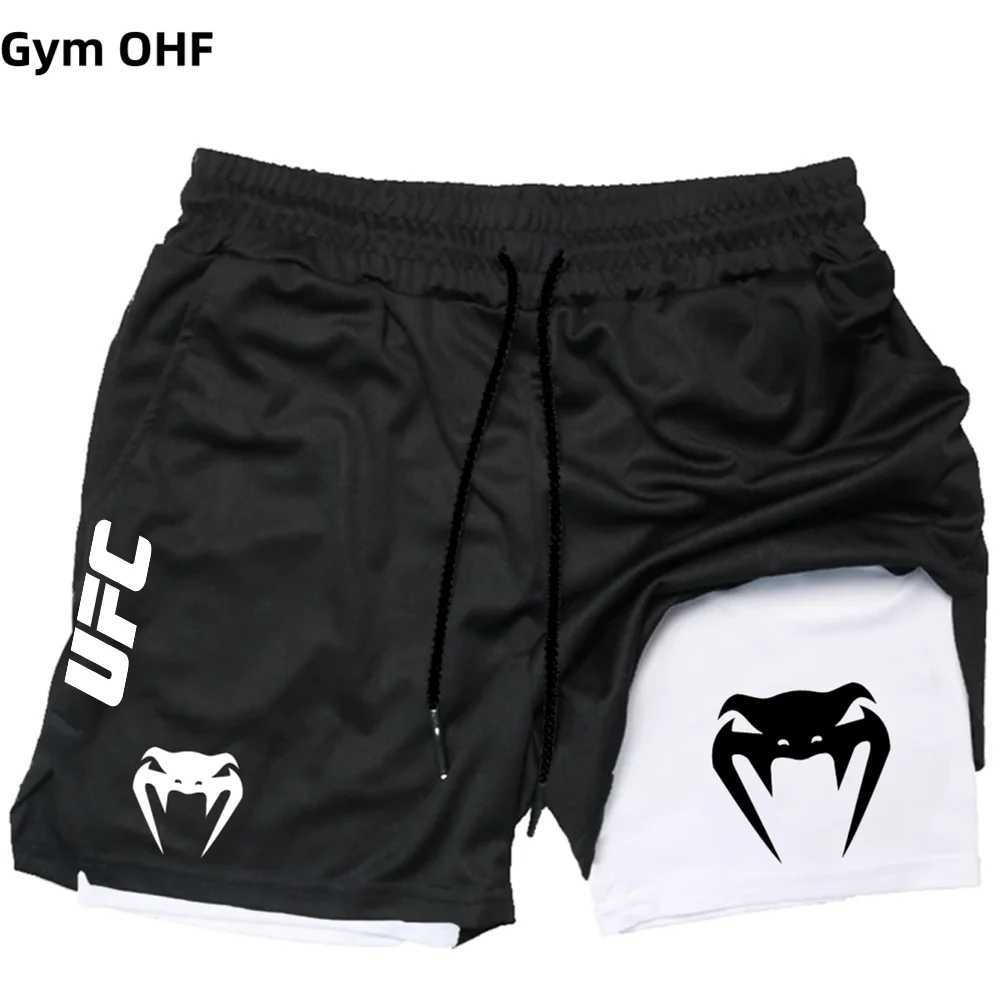 UFC Summer Mens Sports Shorts Breathable Tennis Training Pants Mixed Martial Arts Print Quick-Drying Outdoor Running Double- M260318